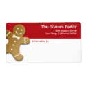 Gingerbread man cookie red fun holiday shipping label