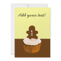 Gingerbread man cupcake invitation