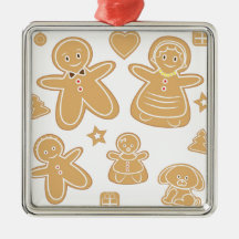 Gingerbread man family christmas ornament