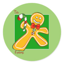 Gingerbread Man Holiday Gift Tag Sticker