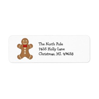 Gingerbread Man Holiday Return Address Labels label
