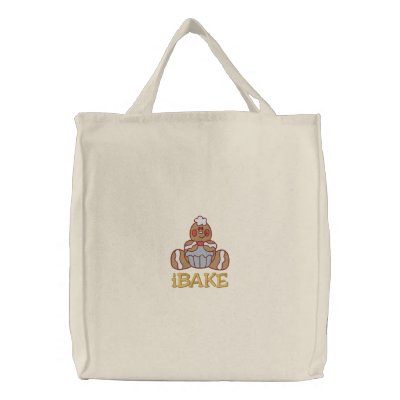 Gingerbread Man - iBAKE Embroidered Tote Bag by Embroidery4U