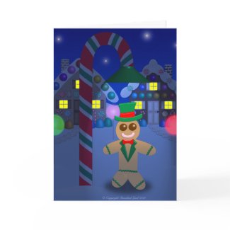 Gingerbread Man in Town greeting card