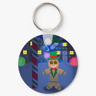 Gingerbread Man in Town keychain