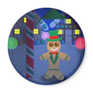 Gingerbread Man in Town magnet