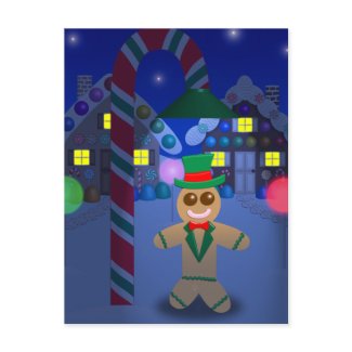 Gingerbread Man in Town postcard
