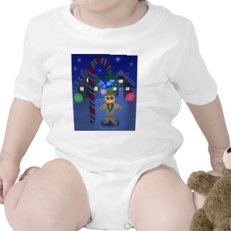 Gingerbread Man in Town baby's bodysuit
