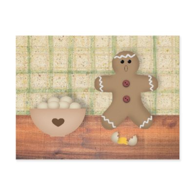 Gingerbread Man "Oops" Recipe Card Postcards by MouseCountry