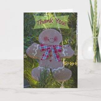 Gingerbread Man Ornament Thank You Card card