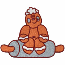 Gingerbread Man Sitting on Rolling Pin embroidered shirts by silly_strings Gingerbread Man Sitting on Rolling Pin embroidered shirts
