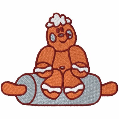 Gingerbread Man Sitting on Rolling Pin HOW I ROLL Embroidered Hoodie by silly_strings