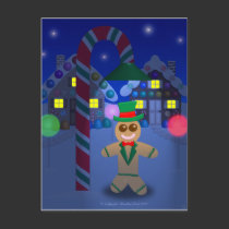 Gingerbread Man under Candy Lamp postcards