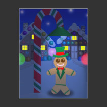 Gingerbread Man under Candy Lamp postcards