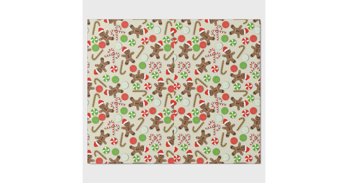 Gingerbread Men and Candy Wrapping Paper Zazzle
