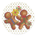 Gingerbread Men Round Stickers