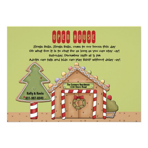 Gingerbread Open House Invitation (front side)