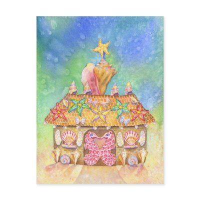 Gingerbread SeaCasa Postcards by BarbaraBayerArt