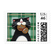 Gingerbread Snowman - Xmas Cat Postage