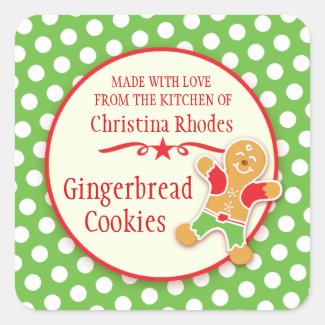 Gingerbread stickers for cookie exchange or sale