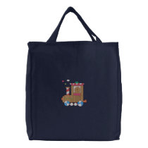 Gingerbread Train embroidered bags