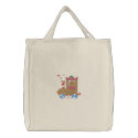 Gingerbread Train embroidered bags