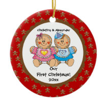 Gingerbread Twins Baby's First Christmas Ornament