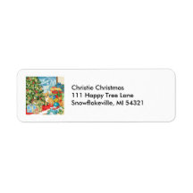 Gingerbread Wishes Chihuahua Christmas Art Return Address Label