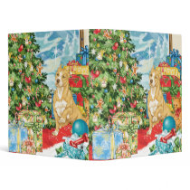 Gingerbread Wishes Pit Bull Terrier Christmas Art 3 Ring Binder
