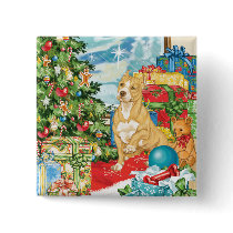 Gingerbread Wishes Pit Bull Terrier Christmas Art Pin