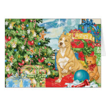 Gingerbread Wishes Pit Bull Terrier Christmas Art Greeting Card