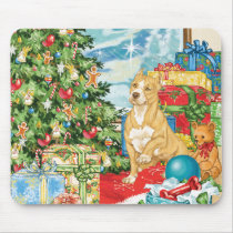 Gingerbread Wishes Pit Bull Terrier Christmas Art Mouse Pads