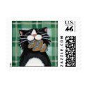 Gingerbread Xmas Tree - Whimsical Cat Postage postage