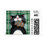 Gingerbread Xmas Tree - Whimsical Cat Postage