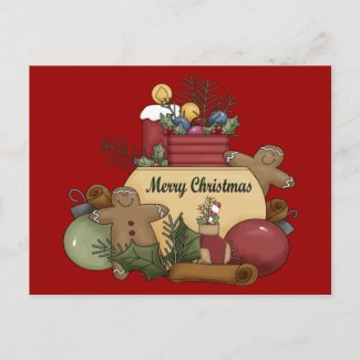 Gingermen Christmas postcard