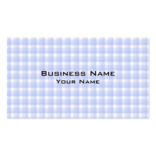Gingham check pattern. Light Blue & White. Business Card Template (front side)