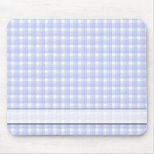 Gingham check pattern. Light Blue & White. Mouse Pad
