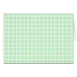 Gingham check pattern. Light Green and White. Greeting Cards