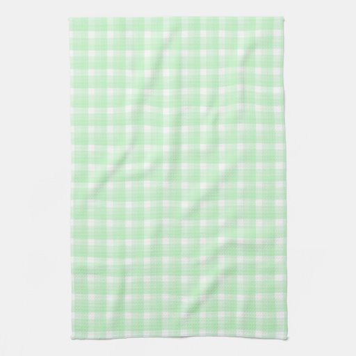Gingham check pattern. Light Green and White. Kitchen Towels