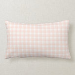 Gingham check pattern. Peach pink and white. Pillow