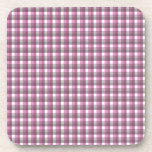 Gingham check pattern. Pink, Gray, and White. Beverage Coaster
