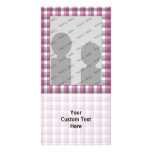 Gingham check pattern. Pink, Gray, and White. Picture Card