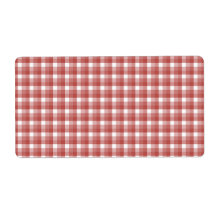 Gingham check pattern. Red and White. Personalized Shipping Label
