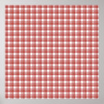 Gingham check pattern. Red and White. Poster