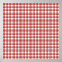 Gingham check pattern. Red and White. Poster