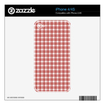 Gingham check pattern. Red and White. Skins For iPhone 4S