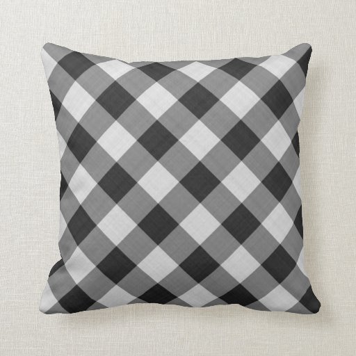 gingham checkers pattern black and white pillows