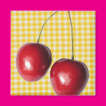 Gingham Cherries Fridge Magnets