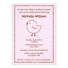 Gingham Chick Baby Shower Invitation
