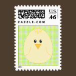 Gingham Chicken Postage Stamp stamps