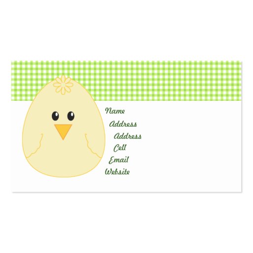 Gingham Chicken Profile Card Business Cards